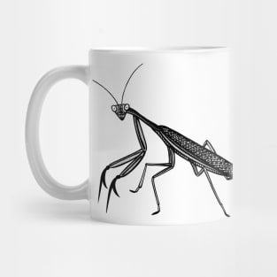 Praying Mantis Ink Art - cool insect design - on white Mug